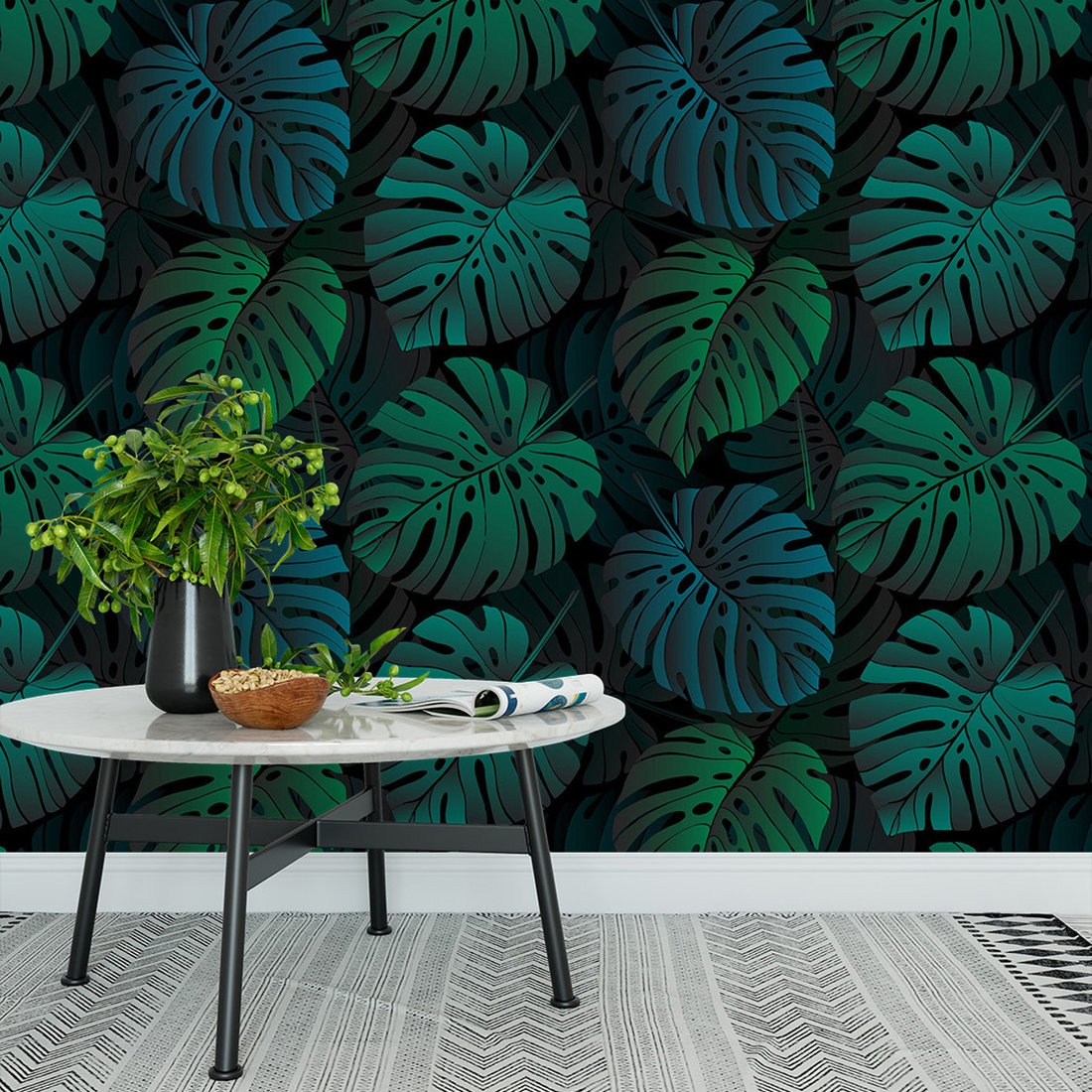Tapeta - liście, monstera, tło