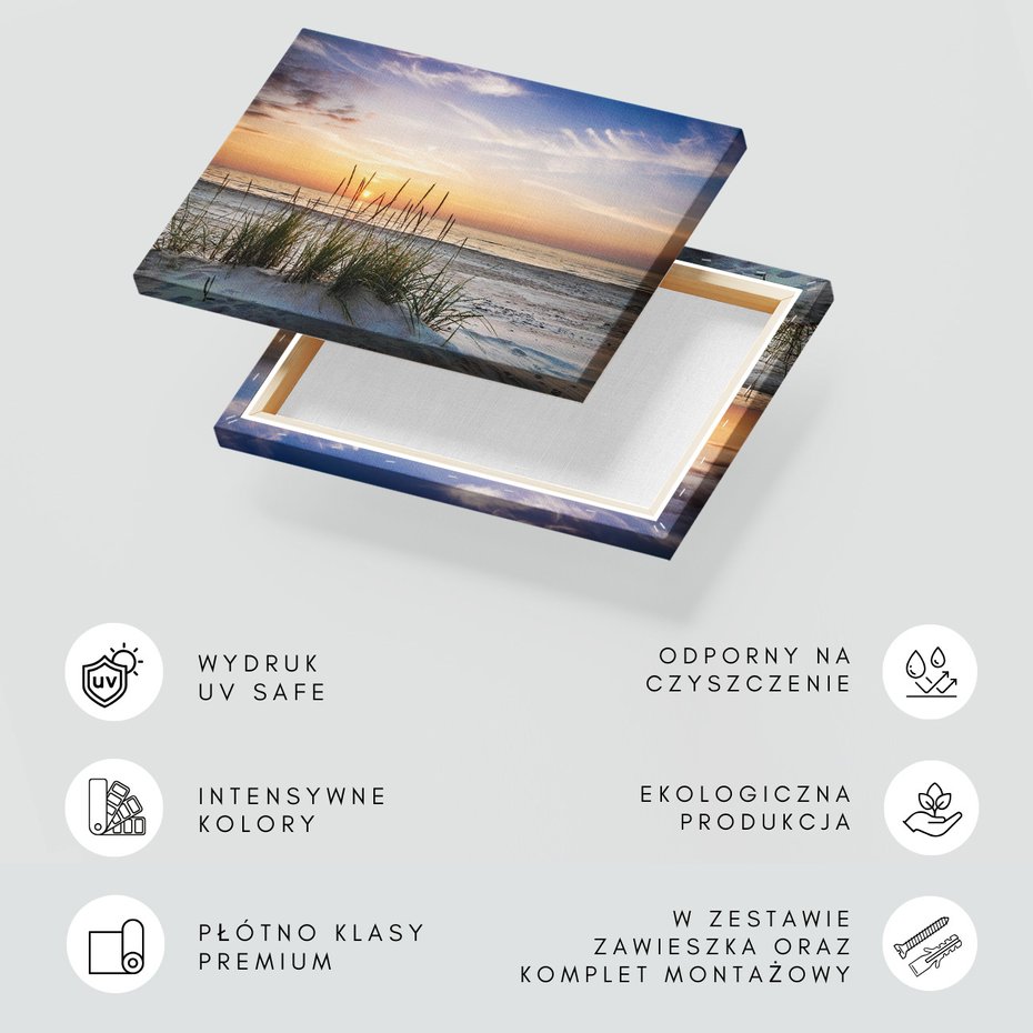 Obraz na płótnie - plaża, zachód słońca, morze