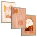 Zestaw obrazy w ramie, plakaty - abstrakcja, boho, liście - rama drewno