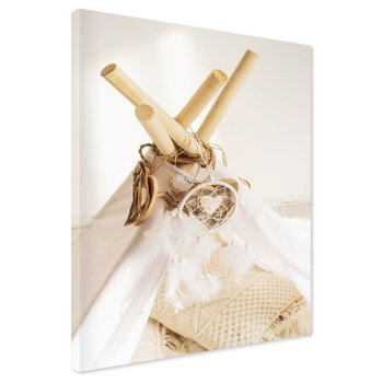 Obraz na płótnie - dekoracja, tipi, pióra