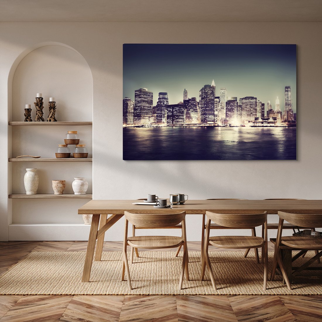 Obraz na płótnie - miasto, noc, woda