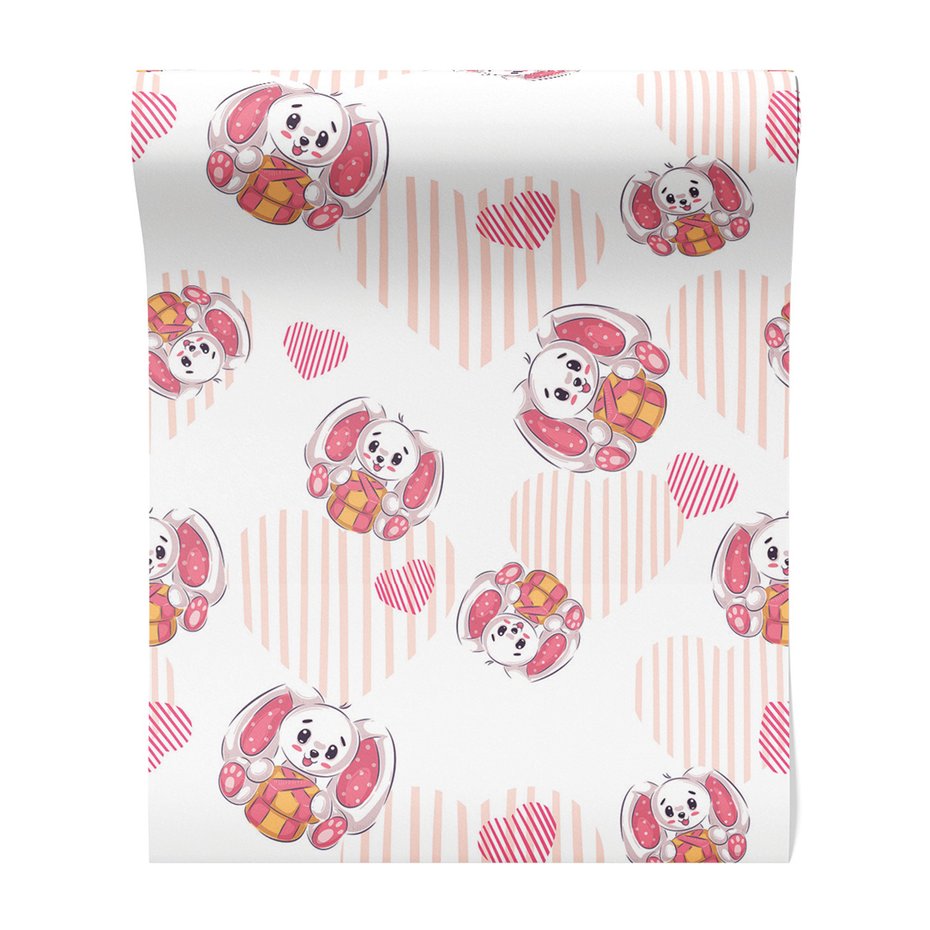 Tapeta - dziecięca, królik, serce, prezent