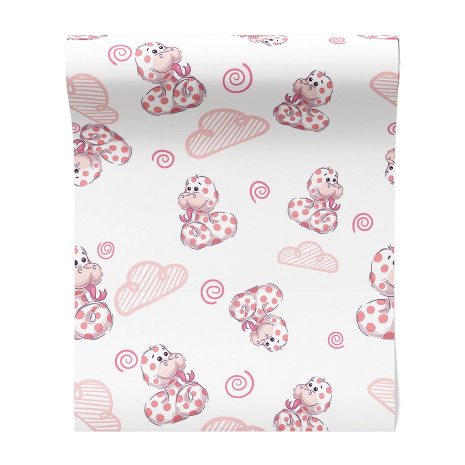 Tapeta - dziecięca, wąż, chmura, kropki