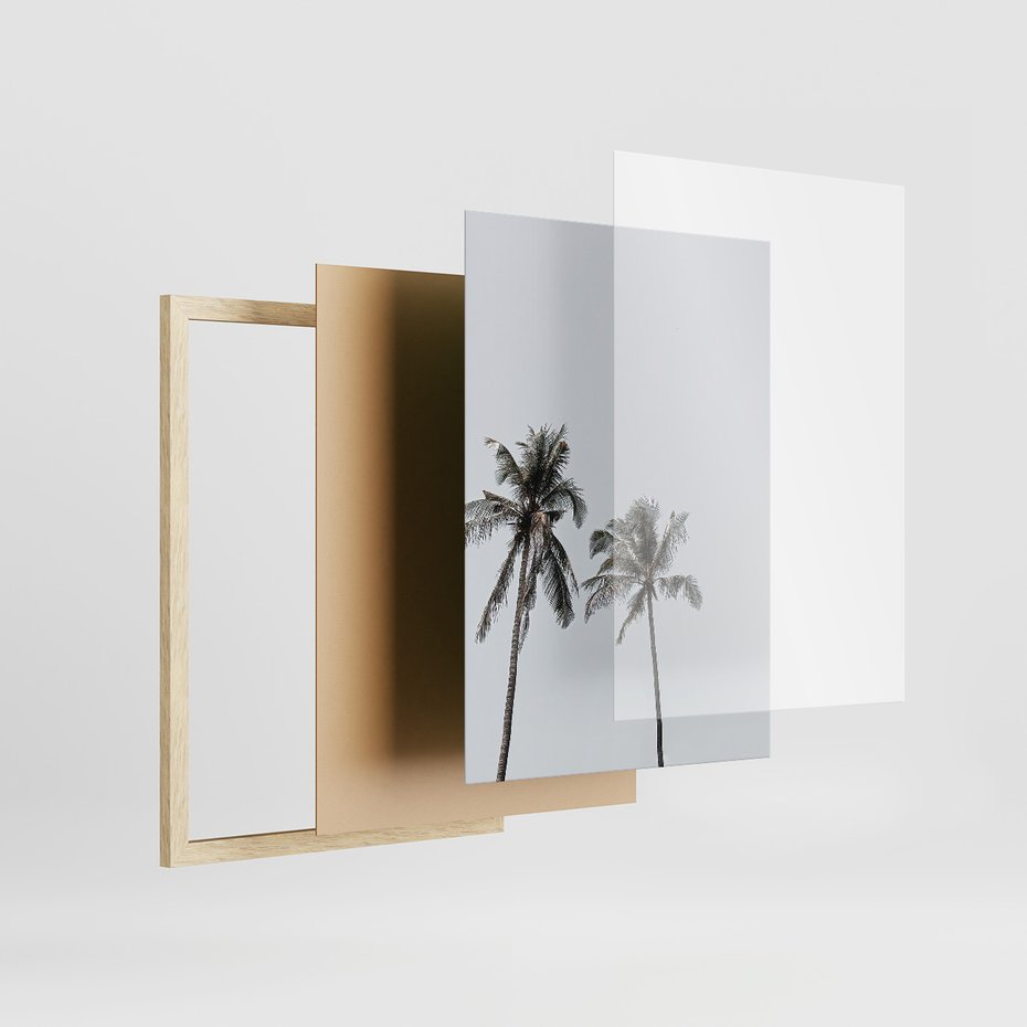Zestaw obrazy w ramie, plakaty - palmy, morze, relax - rama drewno