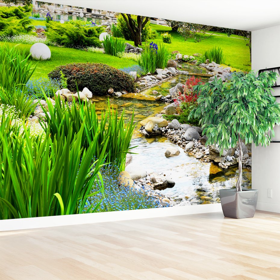 Fototapeta - strumień, ogród, natura
