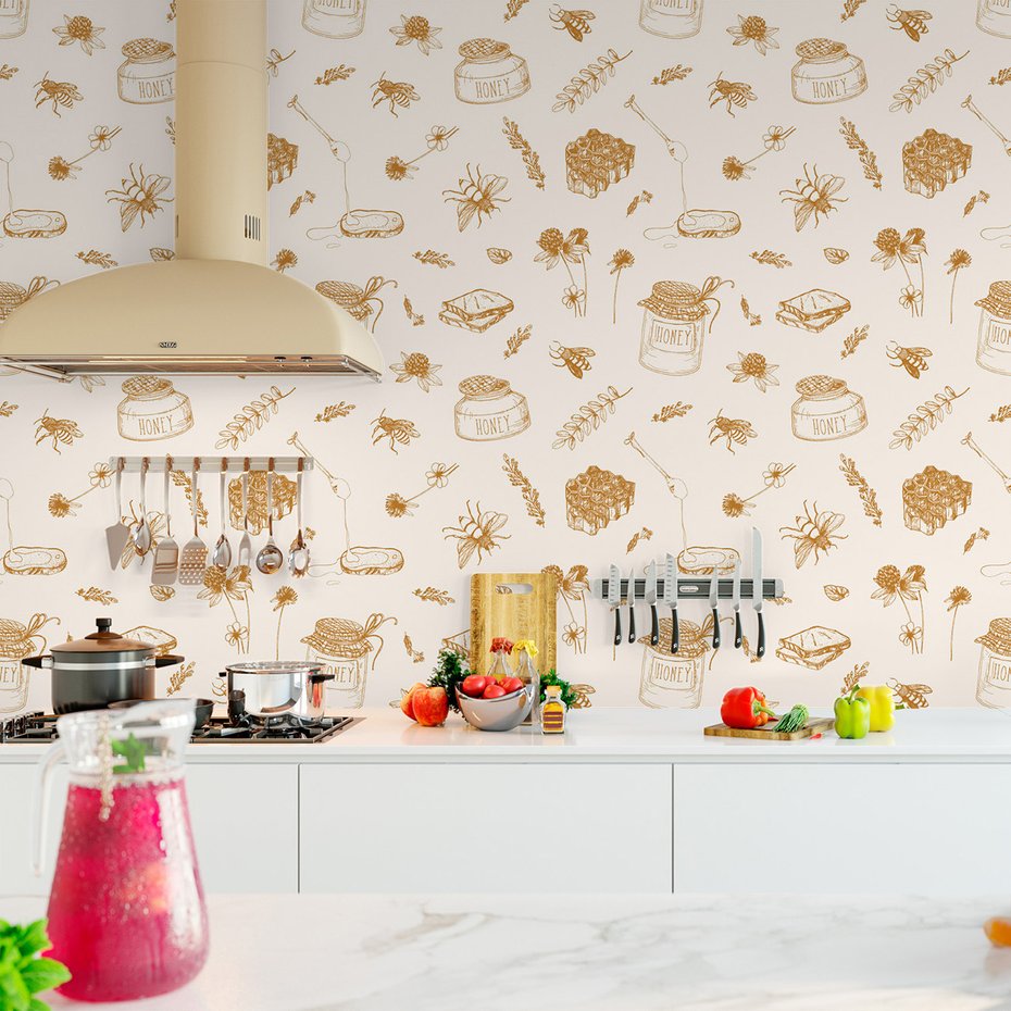 Tapeta - miód, pszczoła, kwiaty