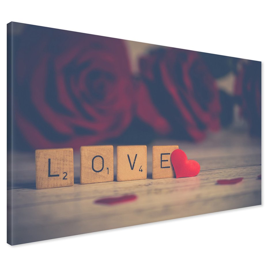 Obraz na płótnie - miłość, serce, róże