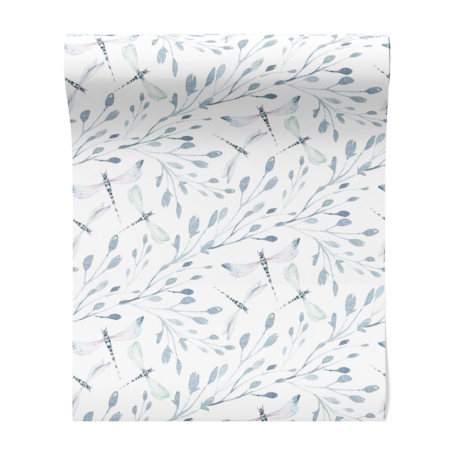 Tapeta - ważka, gałązka, liście