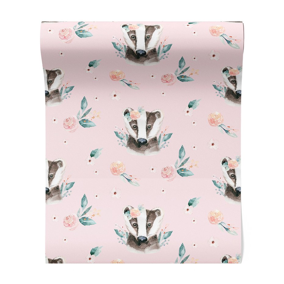 Tapeta - borsuk, kwiaty, liście