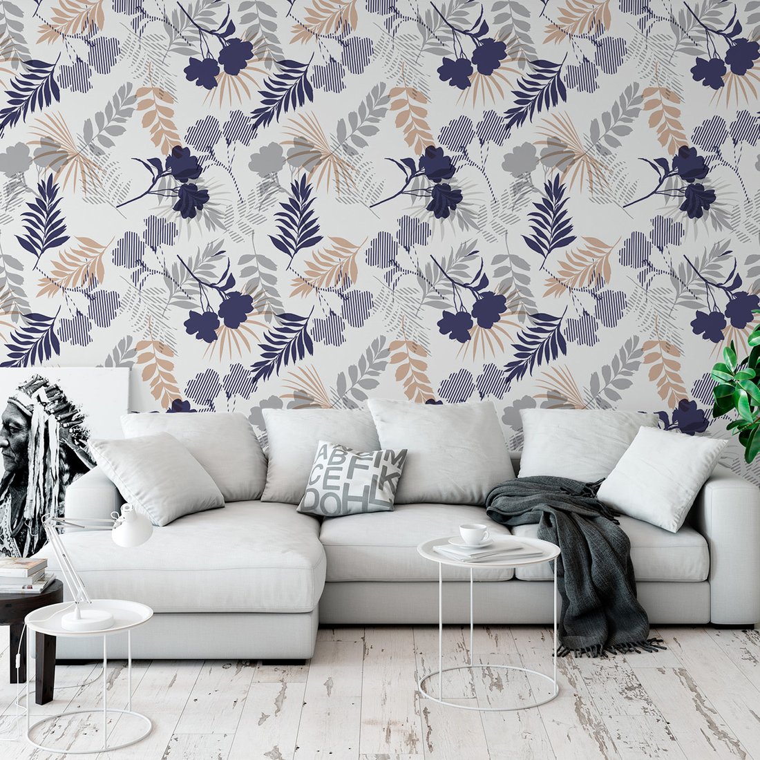 Tapeta - kwiaty, liście, tło