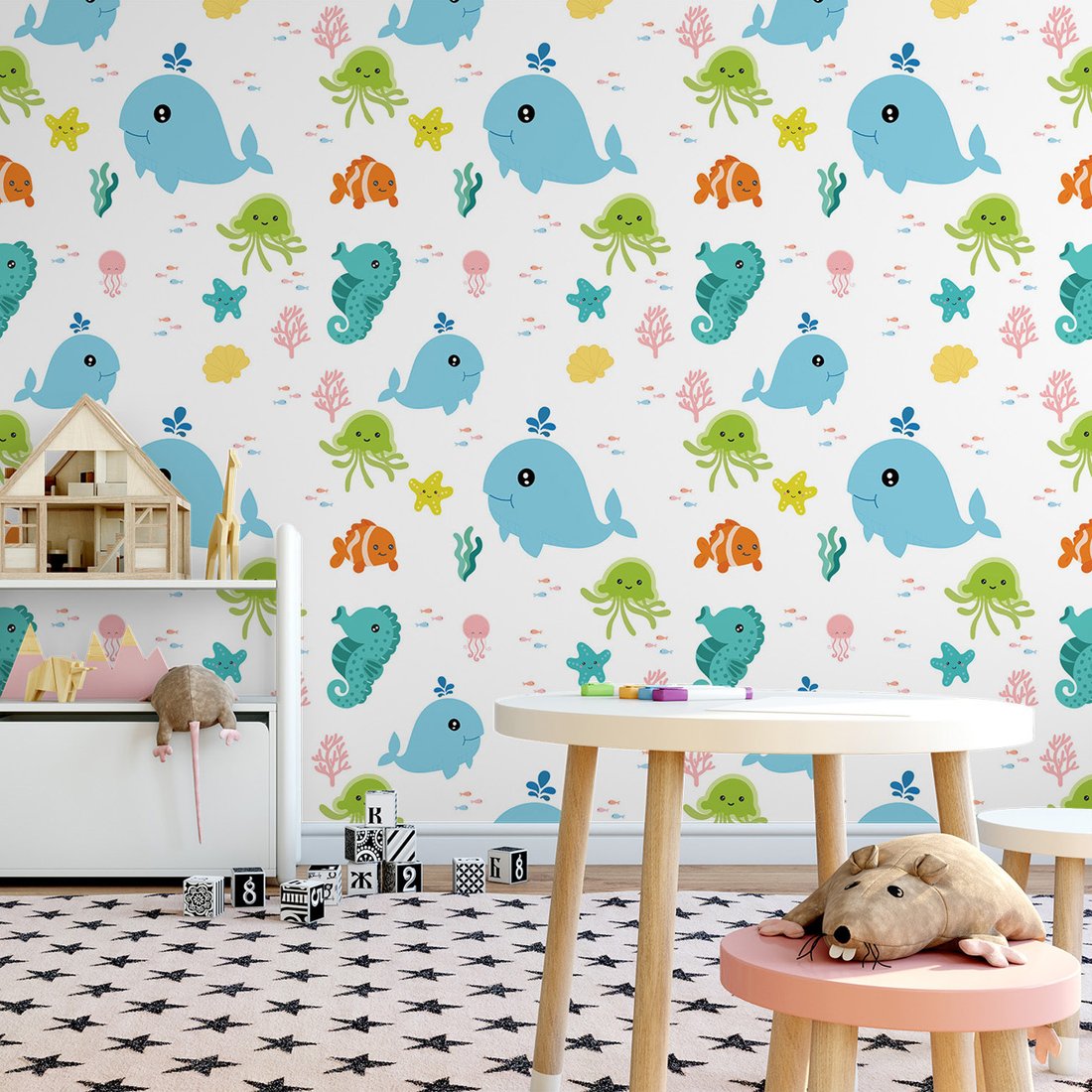 Tapeta - dziecięca, morze, zwierzęta