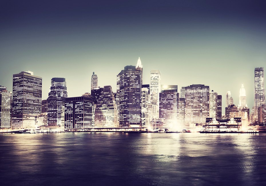 Fototapeta - miasto, noc, woda