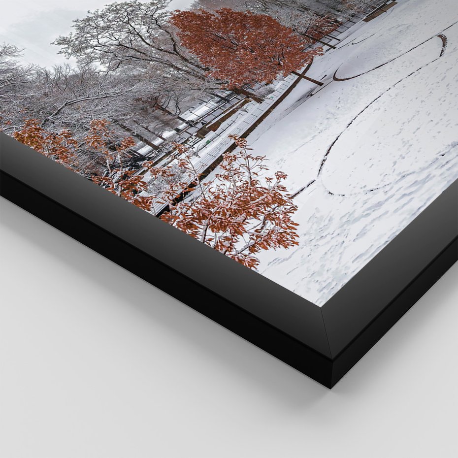 Zestaw obrazy w ramie, plakaty - zima, śnieg, góry - rama czarna