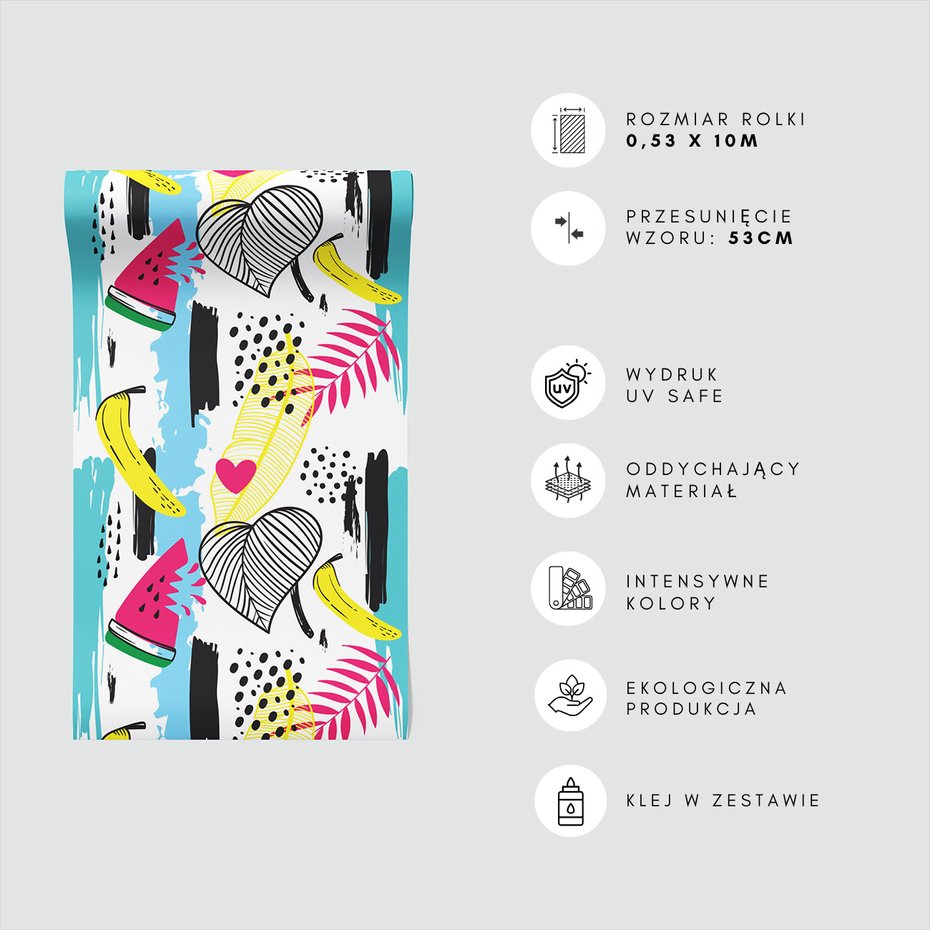 Tapeta - banan, liść, arbuz