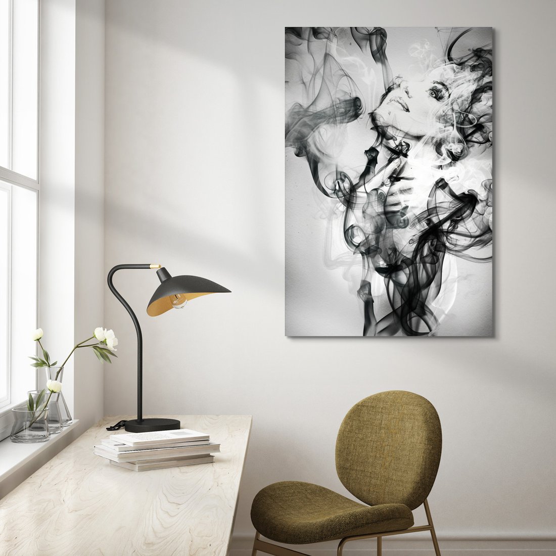 Obraz na płótnie - dym, twarz, portret