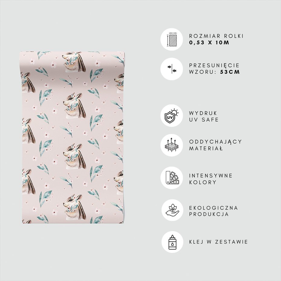 Tapeta - wiewiórka, kwiaty, liście