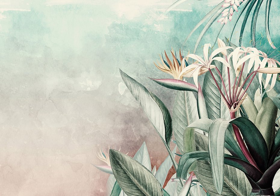 Fototapeta - loft, kwiaty, mural