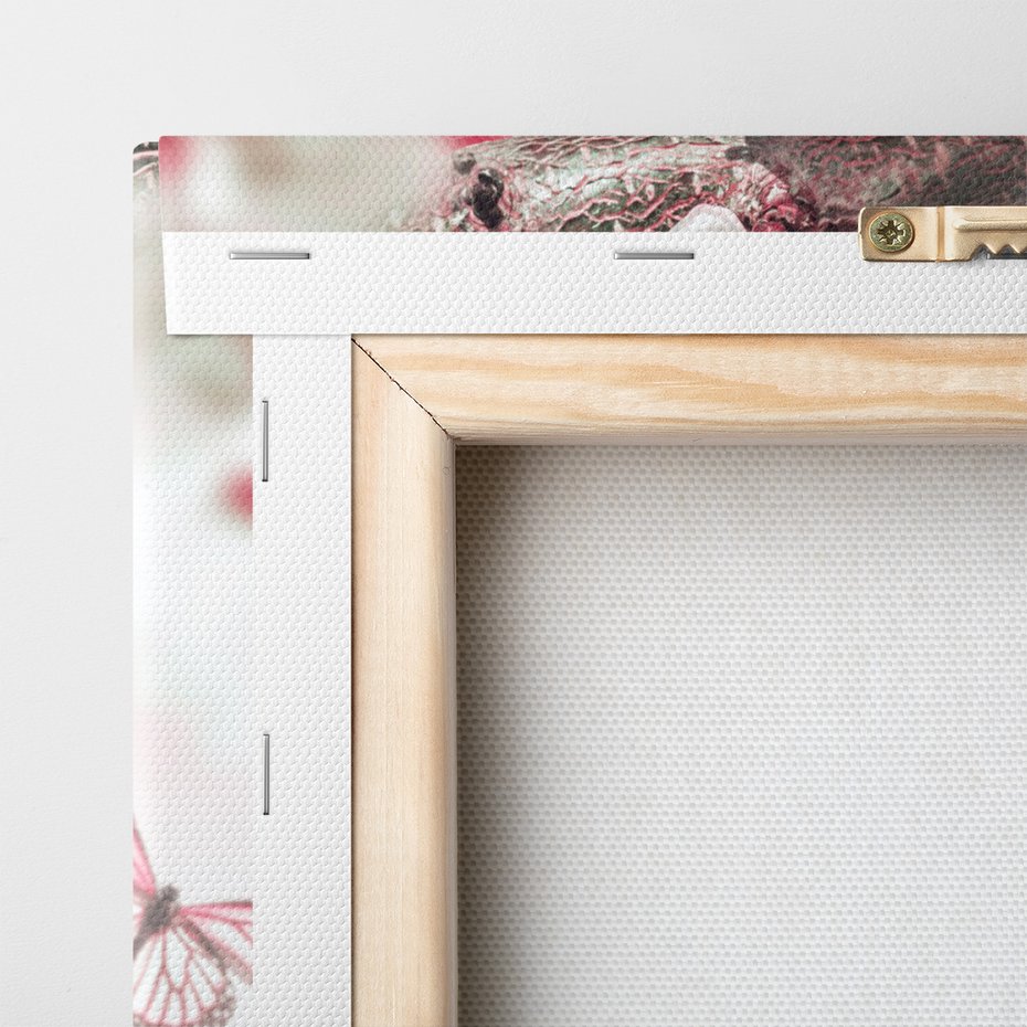 Obraz na płótnie - kwiaty, motyle, woda