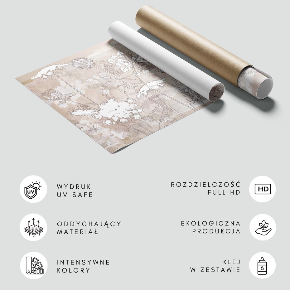 Fototapeta - beton, kwiaty, trawy