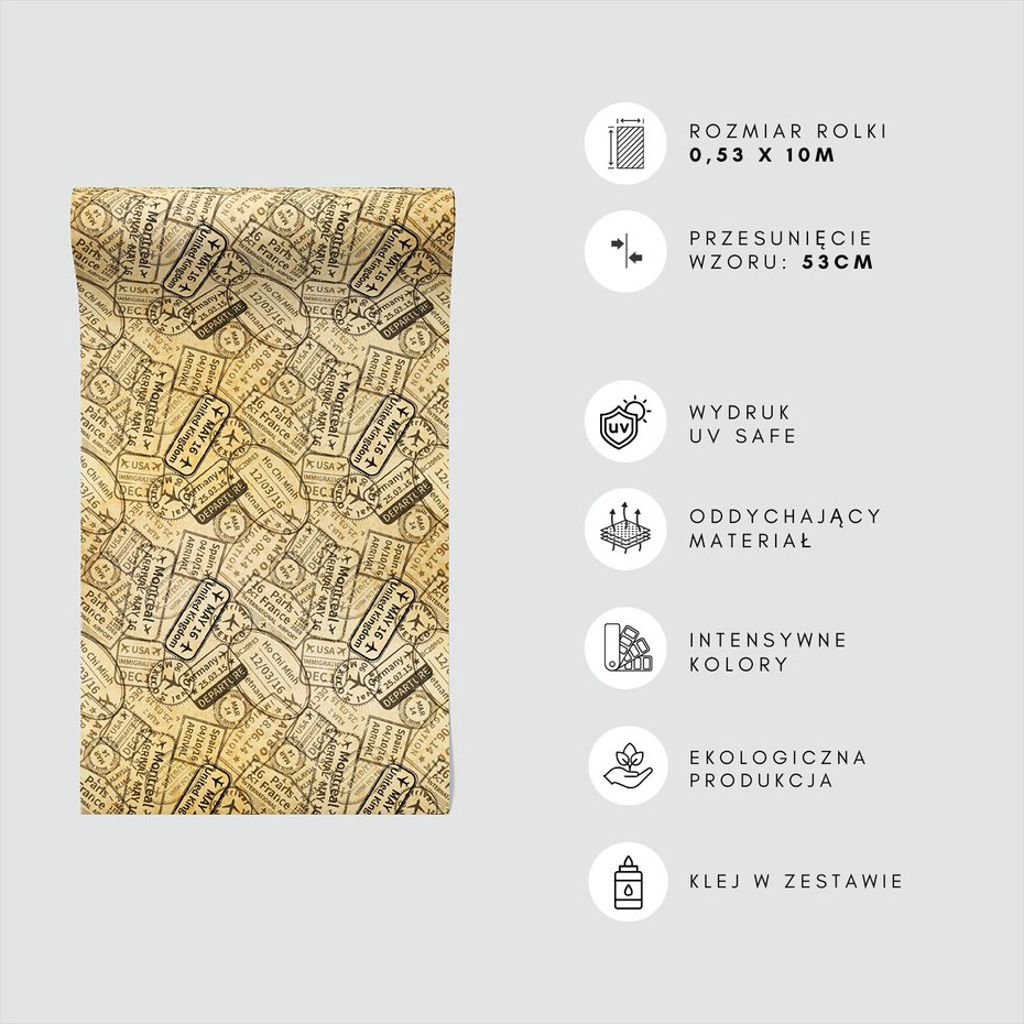 Tapeta - pieczątki, paszport, podróż