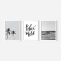 Zestaw obrazy w ramie, plakaty - palmy, morze, relax - rama biała