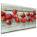 Obraz na płótnie - truskawki, owoce, drewno