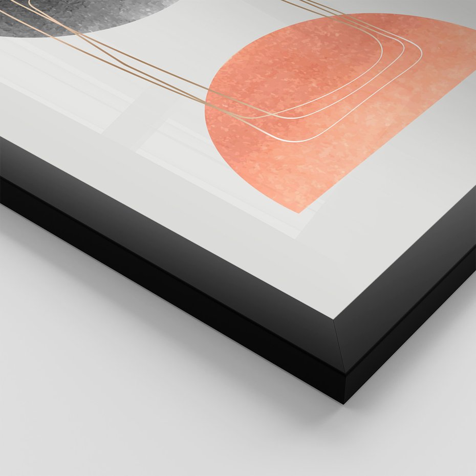 Zestaw obrazy w ramie, plakaty - abstrakcja, geometria, pastelowe - rama czarna