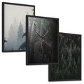 Zestaw obrazy w ramie, plakaty - las, drzewa, jeleń - rama czarna