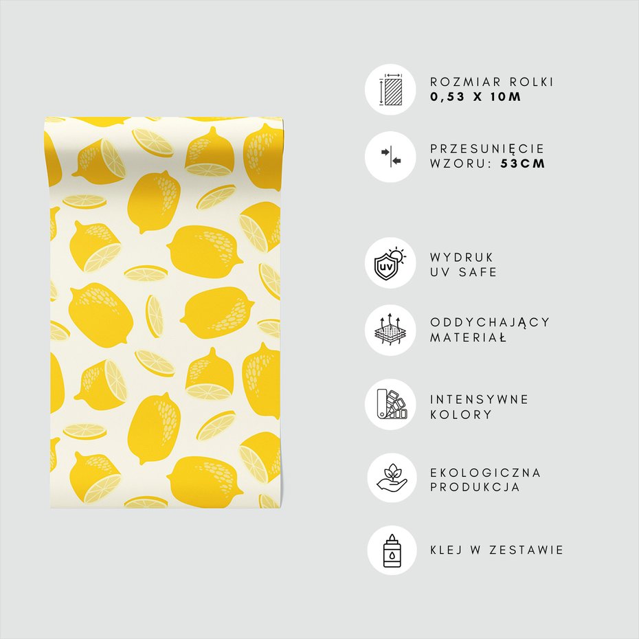 Tapeta - cytryny, owoce, plasterki
