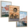 Zestaw obrazy w ramie, plakaty - miasto, budynki, kanał - rama drewno