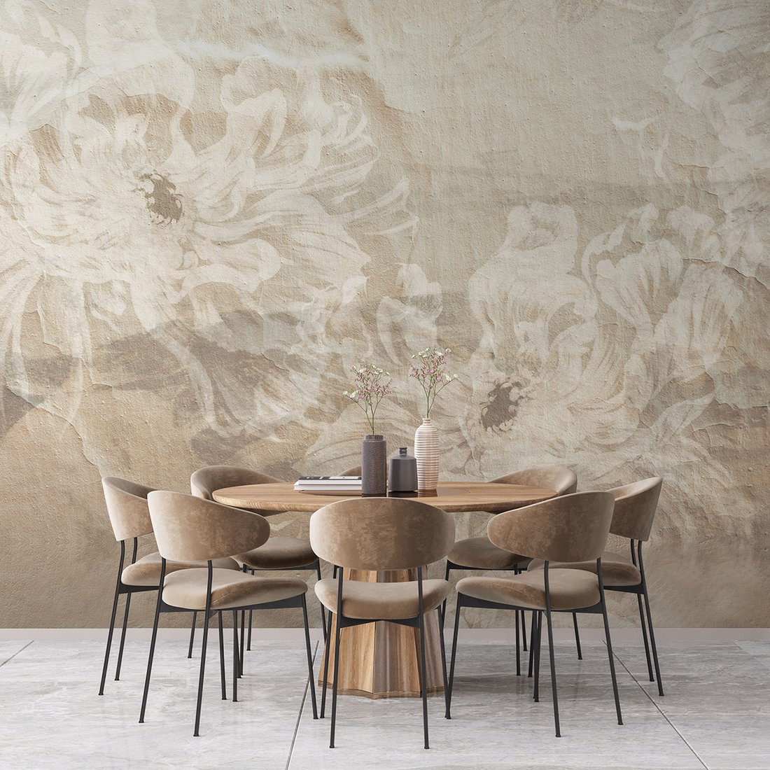 Fototapeta - loft, kwiaty, mural