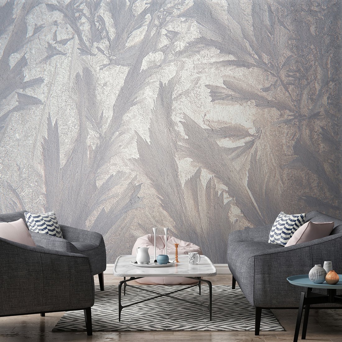 Fototapeta - loft, liście, szron