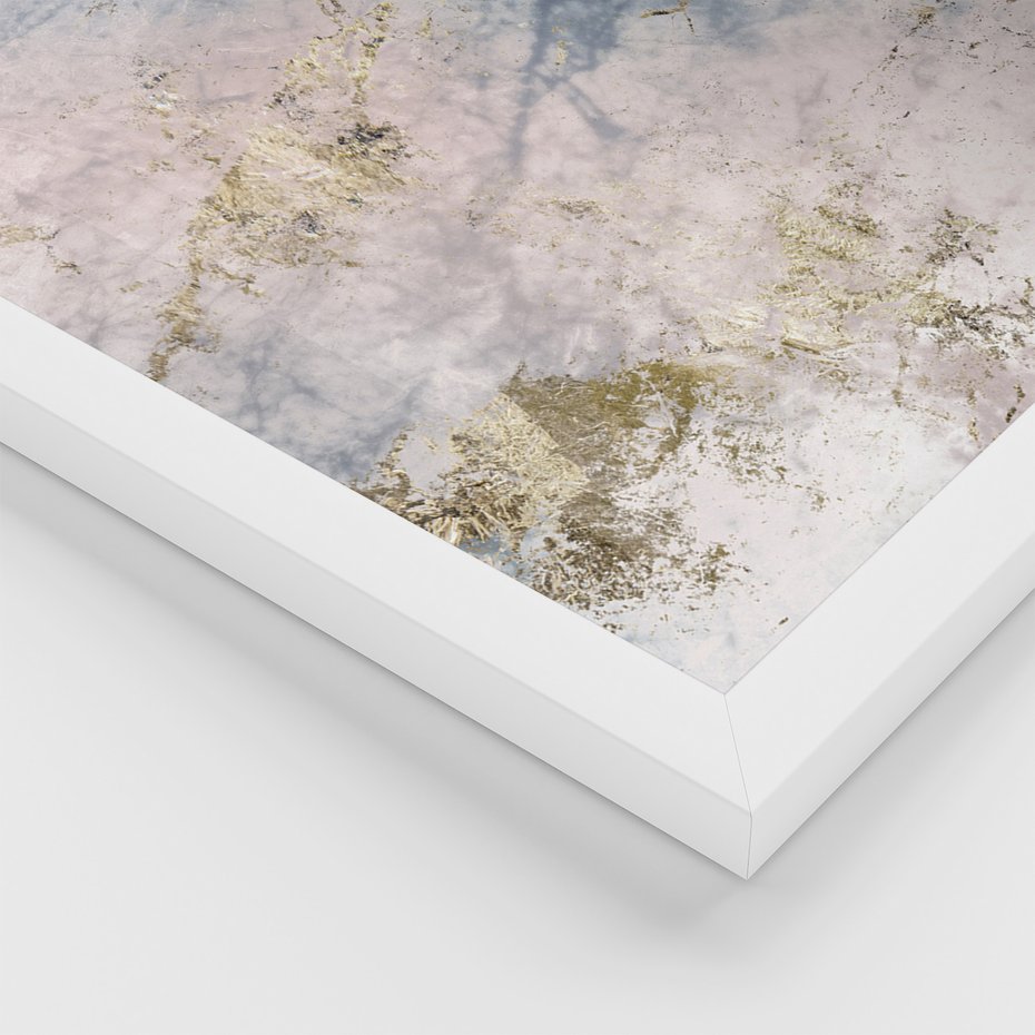 Zestaw obrazy w ramie, plakaty - marmur, złoto, abstrakcja - rama biała