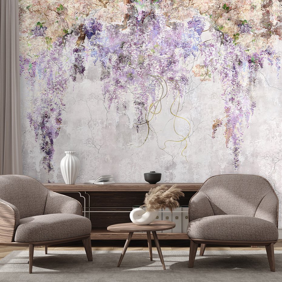 Fototapeta - loft, kwiaty, wisteria