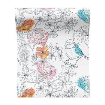 Tapeta - kwiaty, ptak, natura