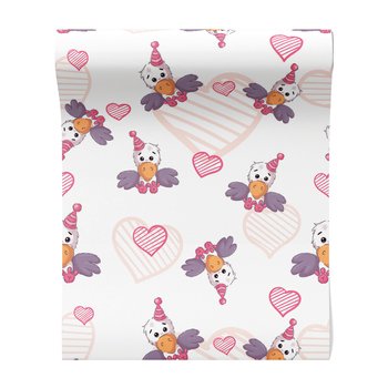 Tapeta - dziecięca, ptak, serca,