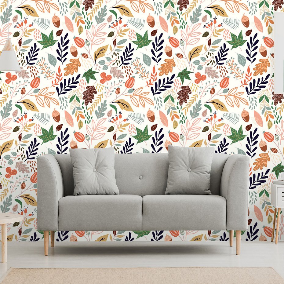 Tapeta - liście, żołędzie, owoce