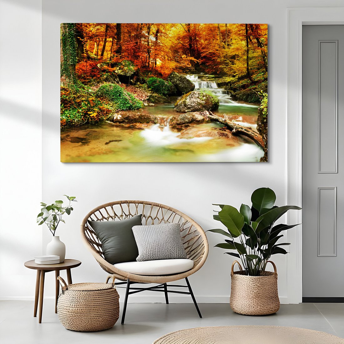 Obraz na płótnie - jesień, las, woda