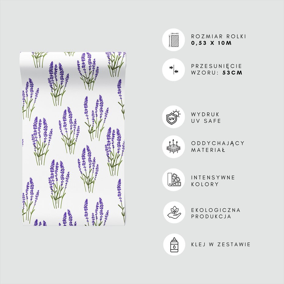 Tapeta - kwiaty, lawenda, wzór