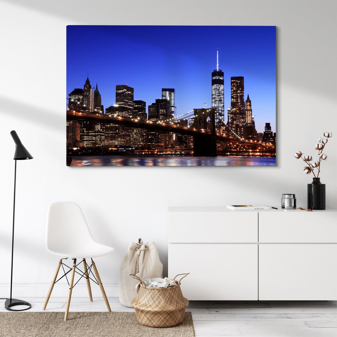 Obraz na płótnie - miasto, most, noc