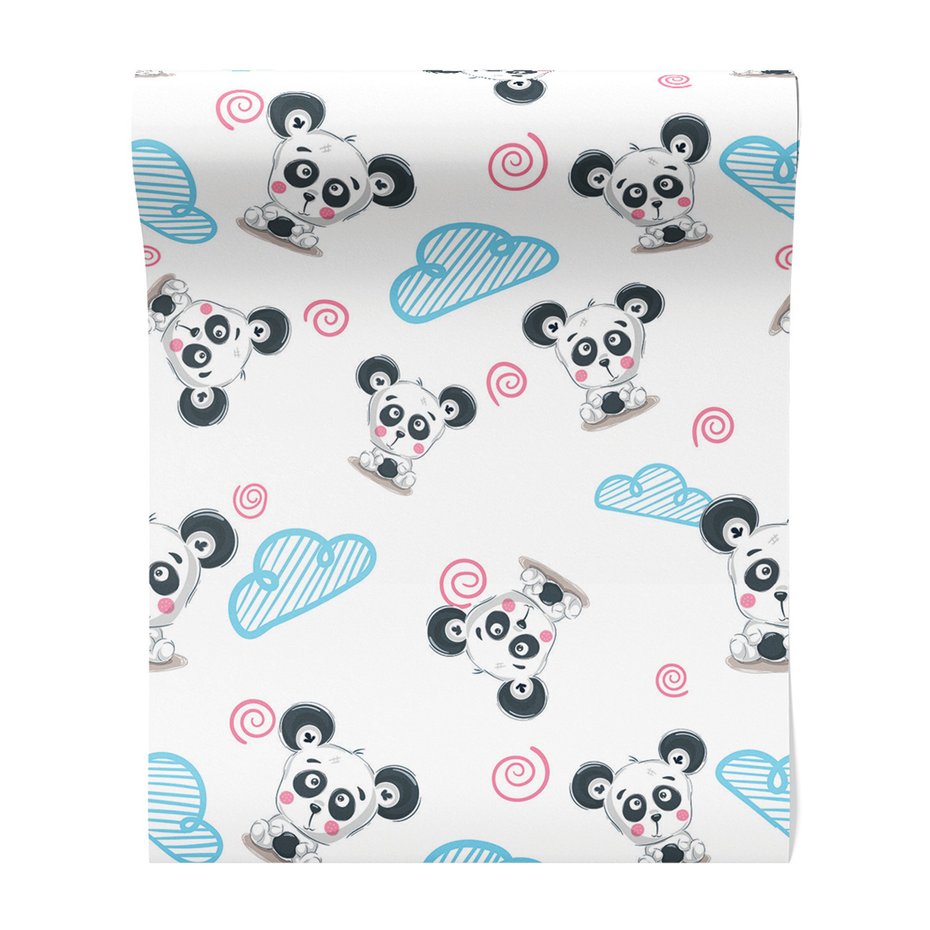 Tapeta - dziecięca, panda, chmura, spirala