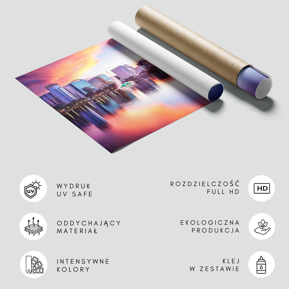 Fototapeta - miasto, jezioro, budynki