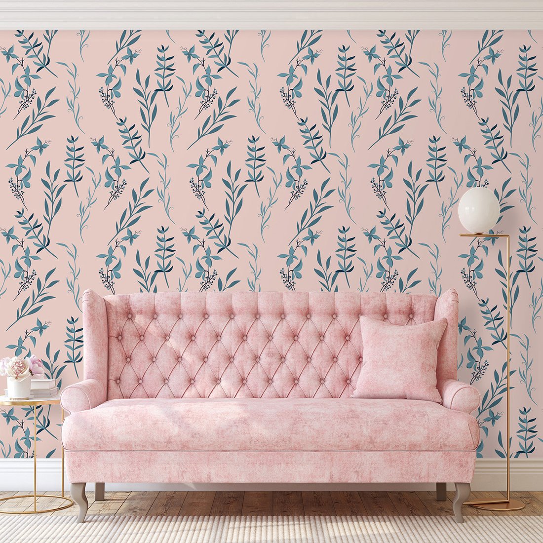 Tapeta - liście, kwiaty, gałązki