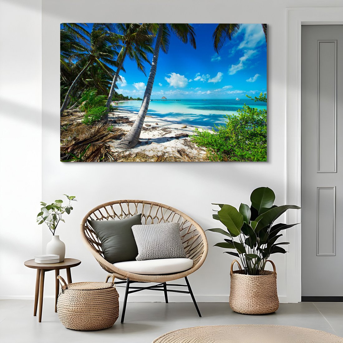 Obraz na płótnie - palmy, plaża, morze