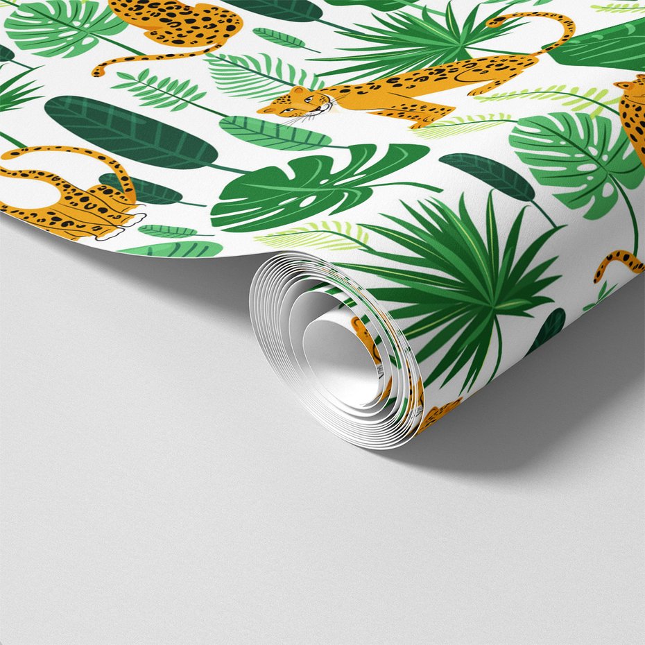 Tapeta - liście, leopard, dżungla