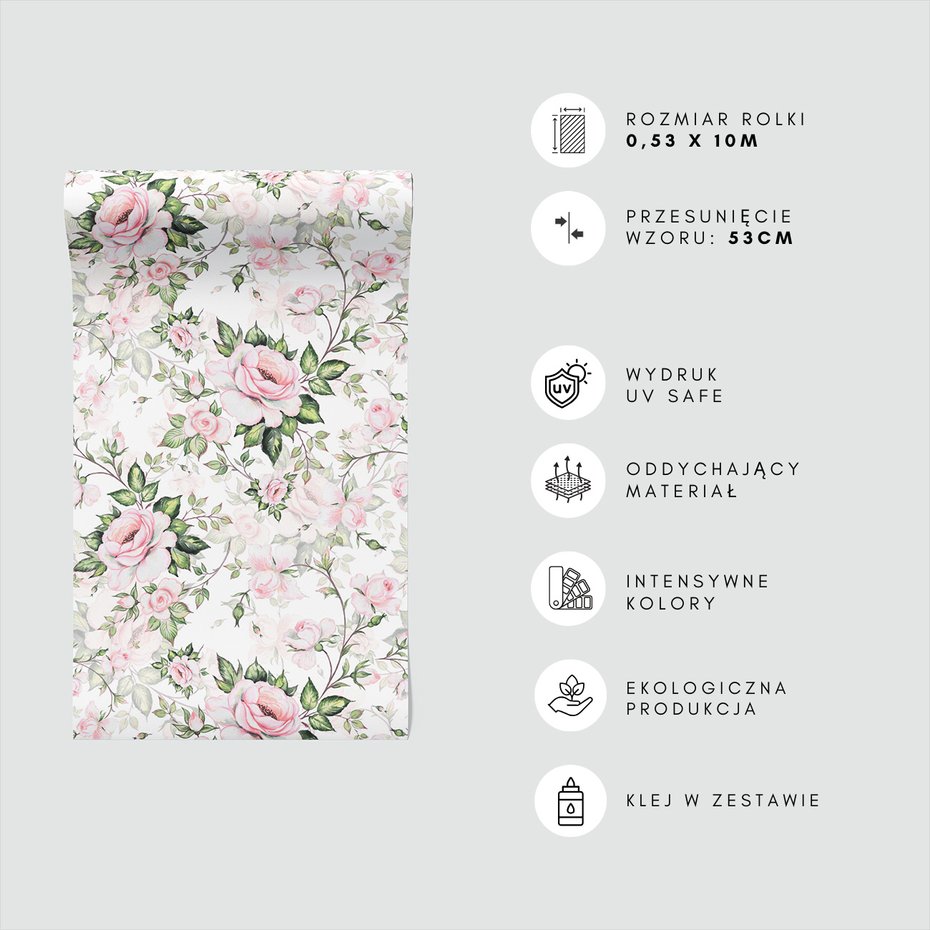 Tapeta - róże, liście, pąki