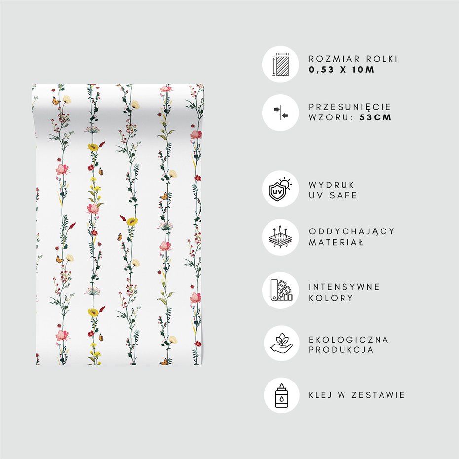 Tapeta - kwiaty, liście, motyle