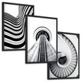 Zestaw obrazy w ramie, plakaty - struktura, schody, architektura - rama czarna