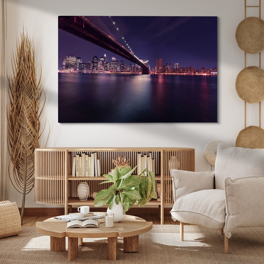 Obraz na płótnie - miasto, most, noc