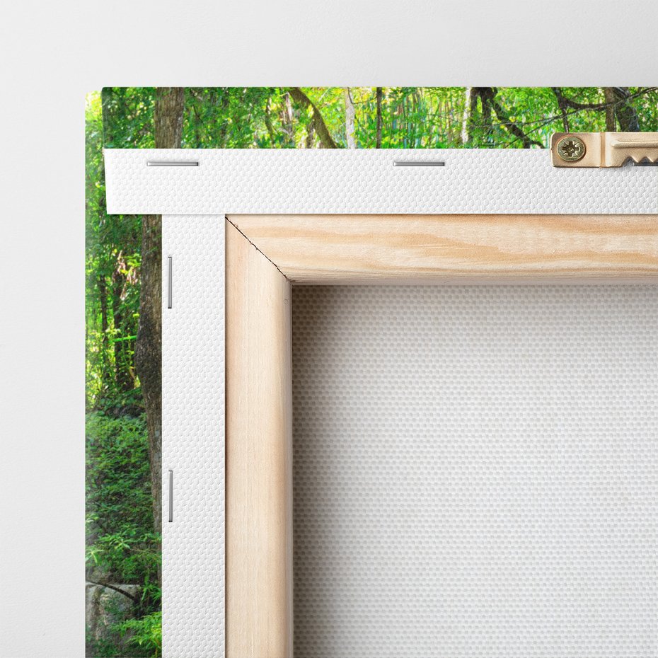 Obraz na płótnie - wodospad, las, turkusowy